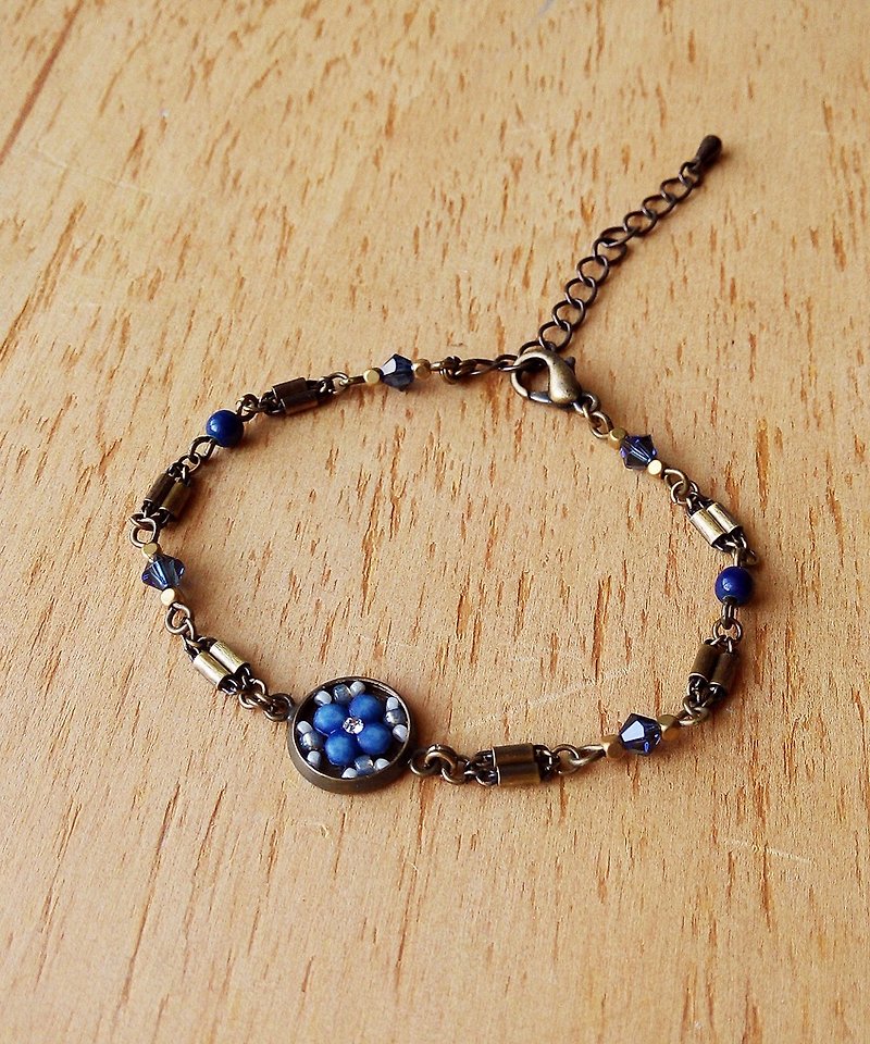 Deco tiles bracelet MAJOLICA blue mosaic vintage simple styles  - สร้อยข้อมือ - โลหะ สีน้ำเงิน