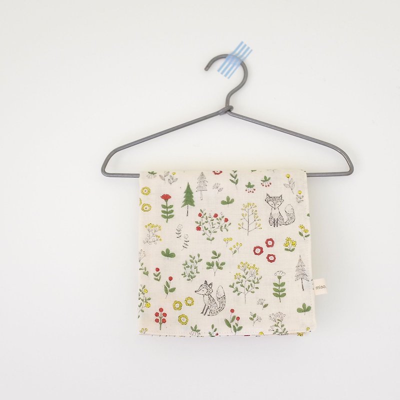 Everyday fox double cotton yarn towel in garden - Handkerchiefs & Pocket Squares - Cotton & Hemp White