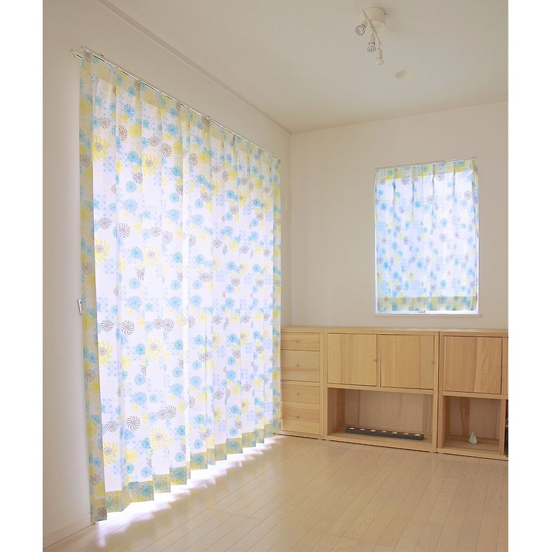 【Custom made】Curtains : Kazaguruma (Green) - ม่านและป้ายประตู - ผ้าฝ้าย/ผ้าลินิน สีเขียว
