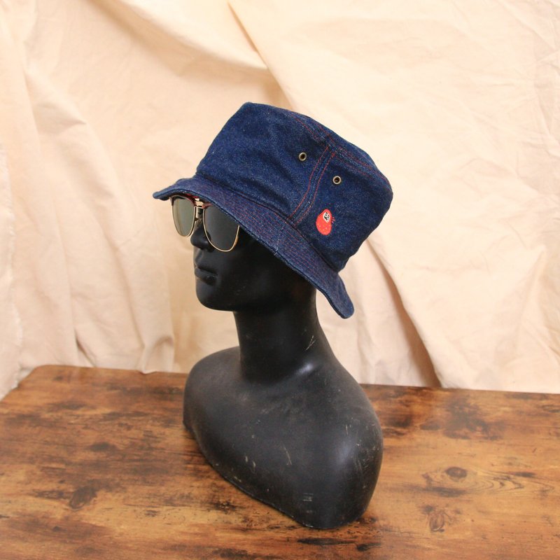 Back to Green::戶外漁夫帽 丹寧 車線 不倒翁 d-12 vintage hat - 帽子 - 棉．麻 