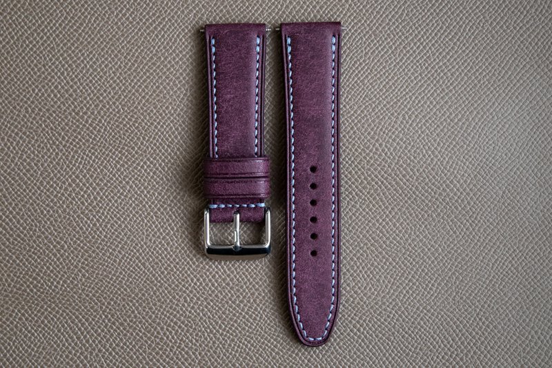 Plum Pueblo leather custom watch strap (Padded design) - 錶帶 - 真皮 紫色