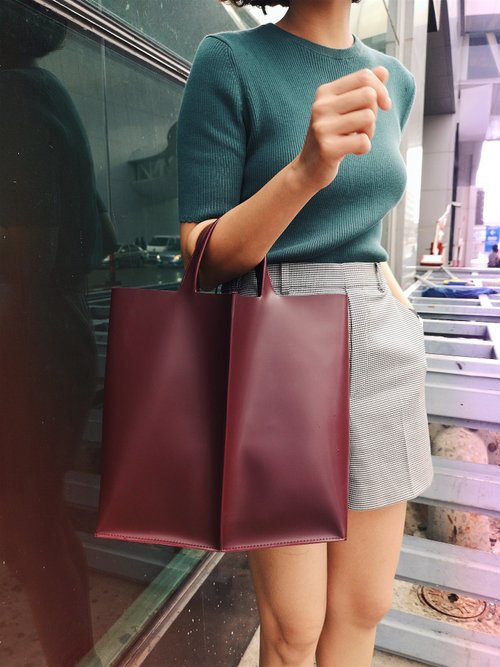 Aesther Ekme - Leather Tote Bag - Burgundy