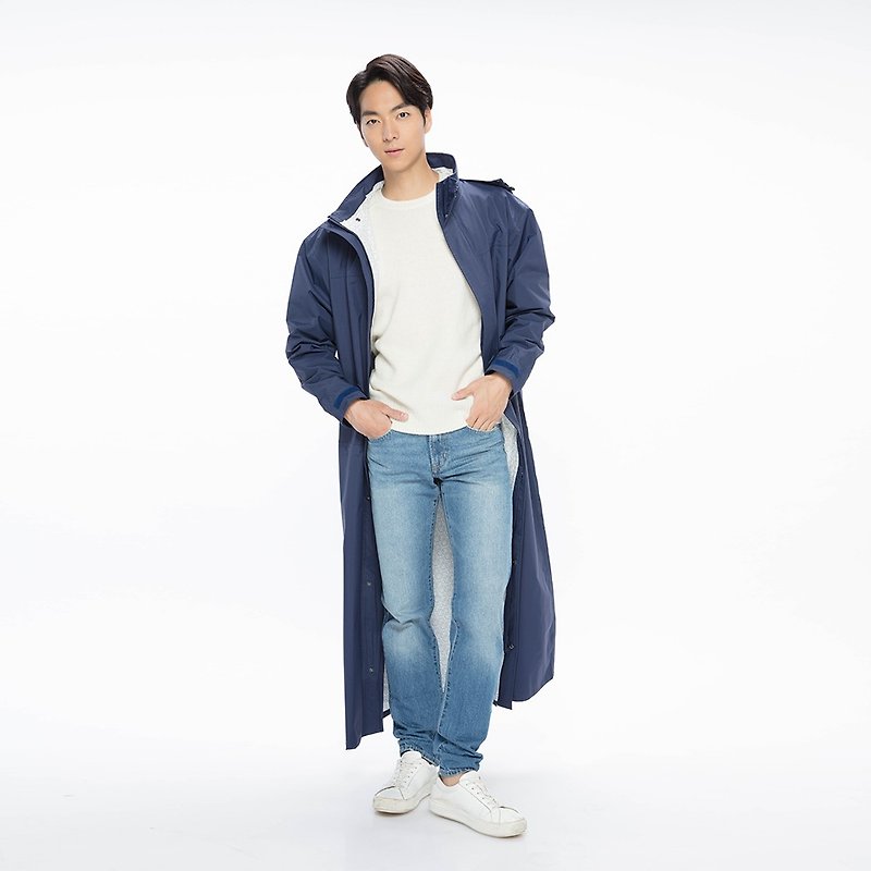 【MORR】Dimensional front-open raincoat - Midnight Blue - ร่ม - เส้นใยสังเคราะห์ สีน้ำเงิน
