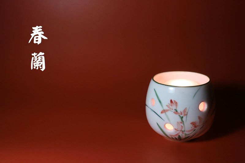 四季光影－純手繪燭光杯 - 燈具/燈飾 - 瓷 多色