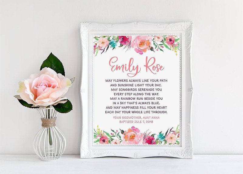 Goddaughter Baptism Sign, May flowers always line, Personalized, Baptism gift