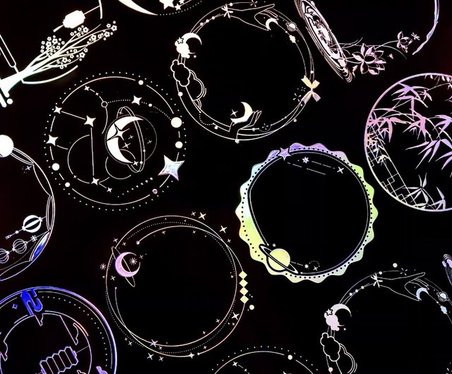 幻夢頤境 まる 円形フレーム PET マスキングテープ レーザーゴールド