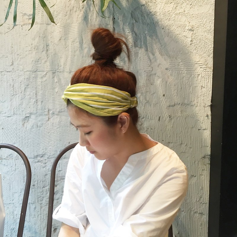 Pistachio / Wide Elastic Hairband - Hair Accessories - Cotton & Hemp Green