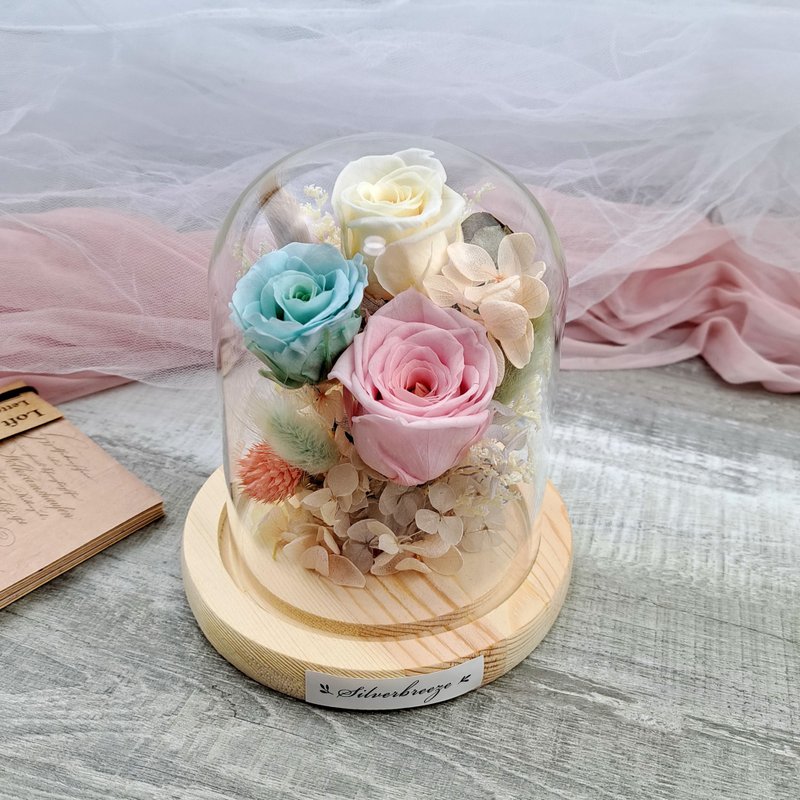 永生花玻璃罩 母親節禮物  永生玫瑰 情人節禮物 生日禮物 PF-026 - 乾燥花/永生花 - 植物．花 粉紅色