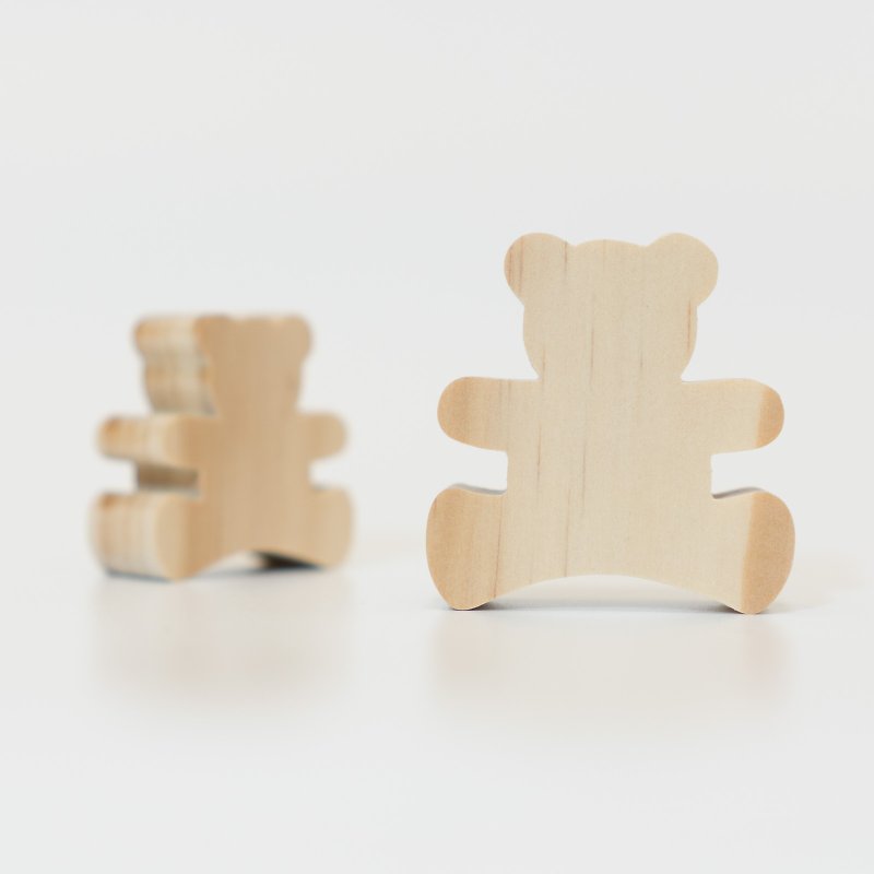wagaZOO thick-cut building blocks forest series-bear, koala - Items for Display - Wood Khaki