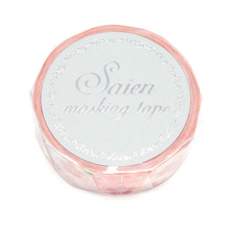 【日本 SAIEN】15mm 銀箔和紙膠帶－櫻花 Cherry Blossoms Decora - 紙膠帶/和紙/PET - 紙 