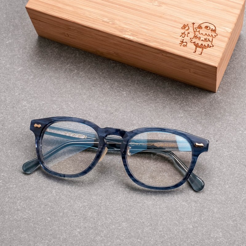 【福利品】韓國限量 透明藍紋方框 眼鏡 鏡框 百搭框型 - 眼鏡/眼鏡框 - 其他材質 藍色