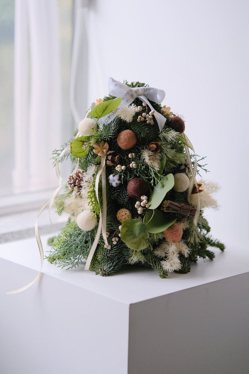 *2025聖誕* 30cm Snow in the Forest・自然米白款聖誕樹 - 擺飾/家飾品 - 植物．花 紅色