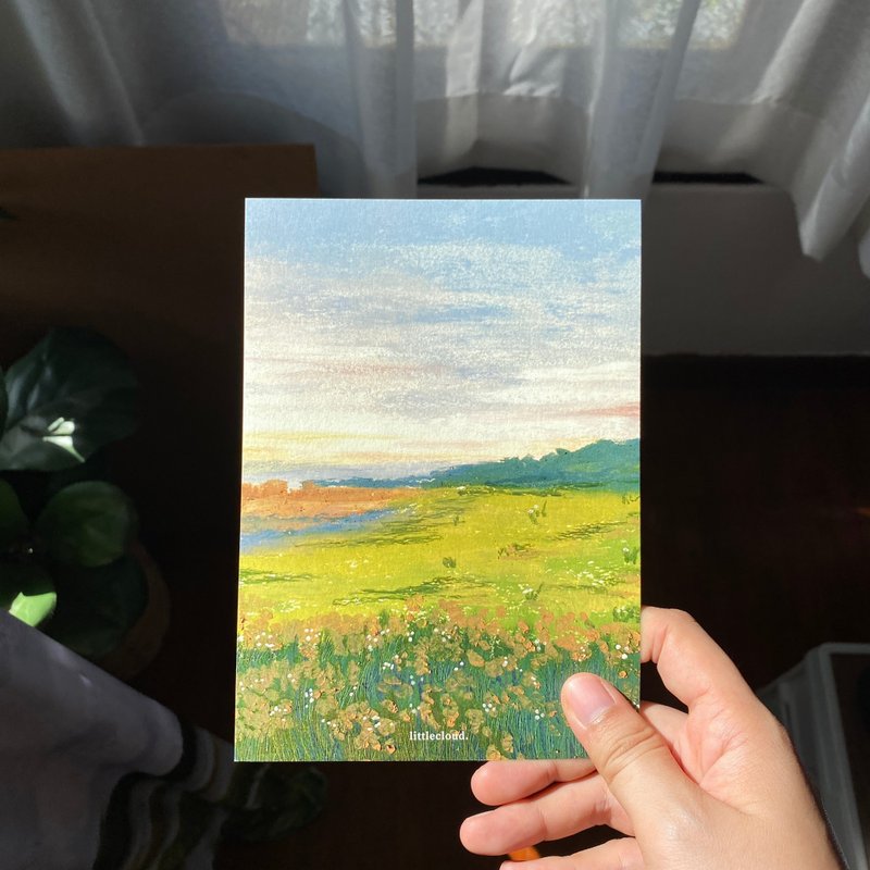 Little Sunset - Art print 5x7 - 卡片/明信片 - 紙 綠色