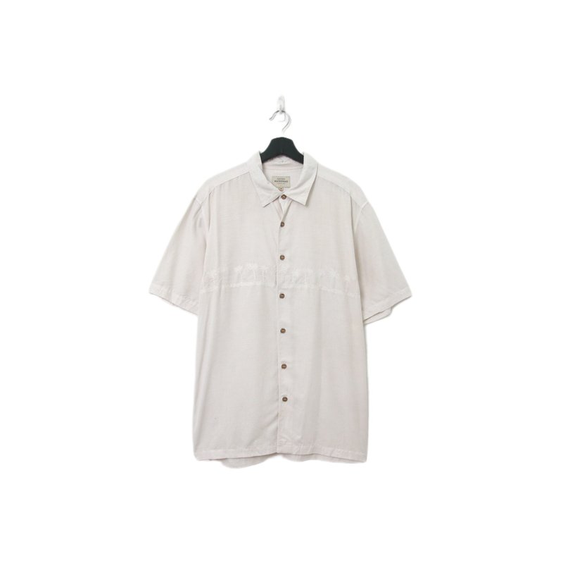 Back to Green-夏威夷襯衫 低調刺繡椰子樹ht-17/vintage shirts - 男襯衫/休閒襯衫 - 棉．麻 