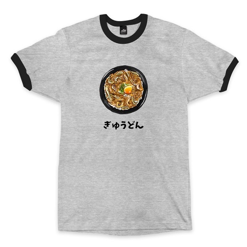 牛丼-ブラックグレートリム-ニュートラルTシャツ - Tシャツ メンズ - コットン・麻 グレー