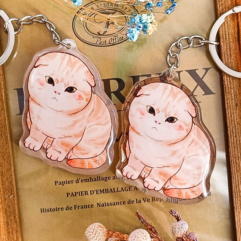 030折耳貓 Fold cat/晶透吊飾 stationery charm - 鑰匙圈/鑰匙包 - 塑膠 多色
