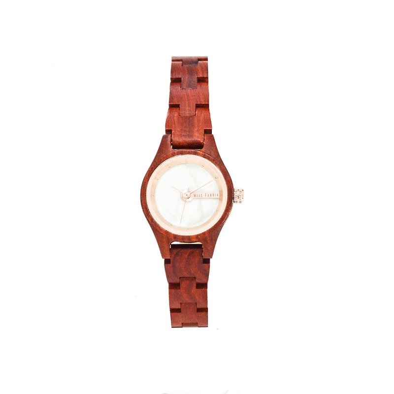 WILS FABRIK - JadeW - 白色大理石玫瑰金紅檀木腕錶 - 女裝錶 - 木頭 紅色