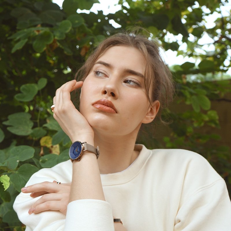 Volare Solar 34MM / 深藍復古金手錶 - 女錶 - 其他材質 