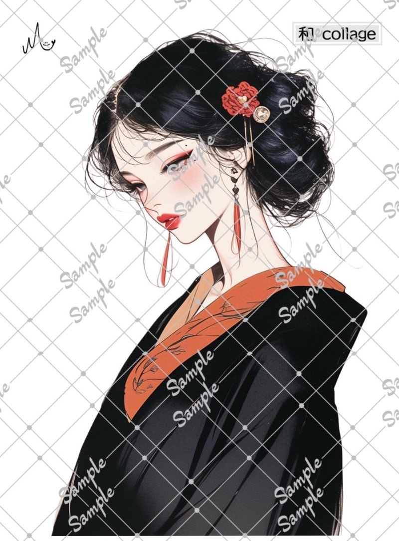 原創人物貼紙 和風系列 期間限定至1月10日 - 貼紙 - 紙 