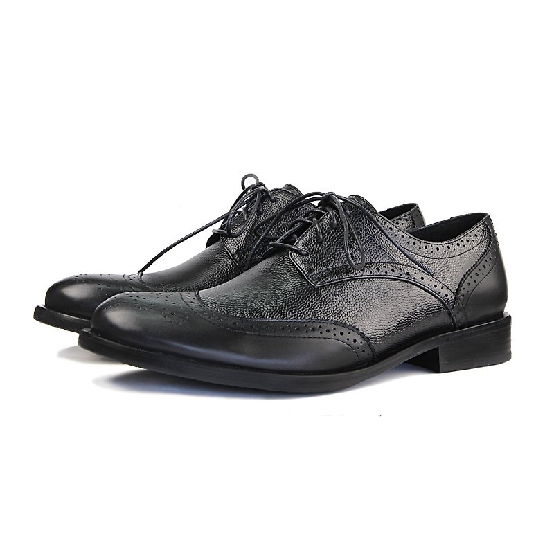 Derby leather Shoes Lux M1090 Black - รองเท้าหนังผู้ชาย - หนังแท้ สีดำ