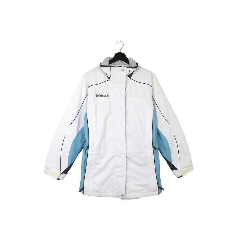 Back to Green :: Windbreaker Cotton Jacket Columbia white taffeta / / Unisex / vintage outdoor (CO-02) - เสื้อแจ็คเก็ต - เส้นใยสังเคราะห์ 