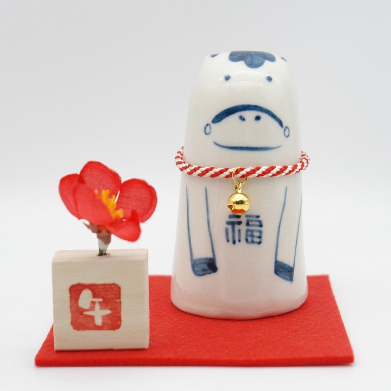 干支置物　手作り陶人形　午 - 擺飾/家飾品 - 陶 白色