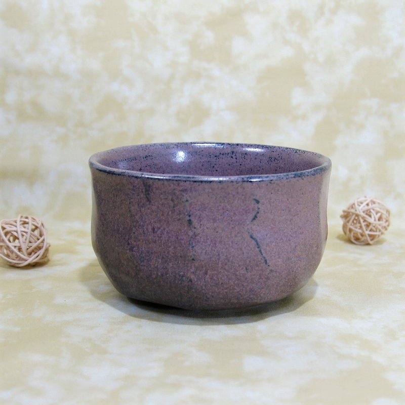 Blueberry hand cut bowl, rice bowl, tea bowl - capacity about 460ml - ถ้วยชาม - ดินเผา สีม่วง