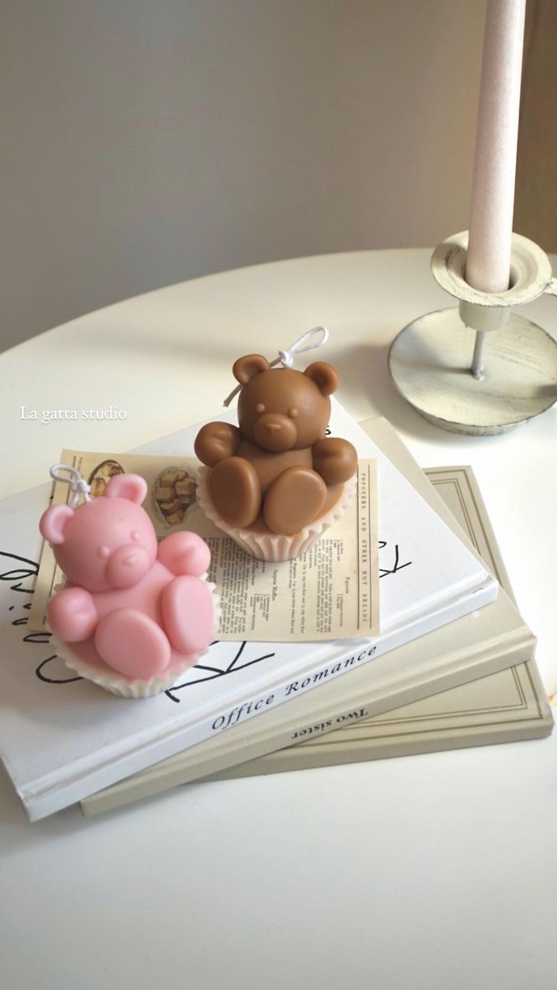 クマのカップケーキ型のキャンドル - キャンドル・燭台 - 蝋 