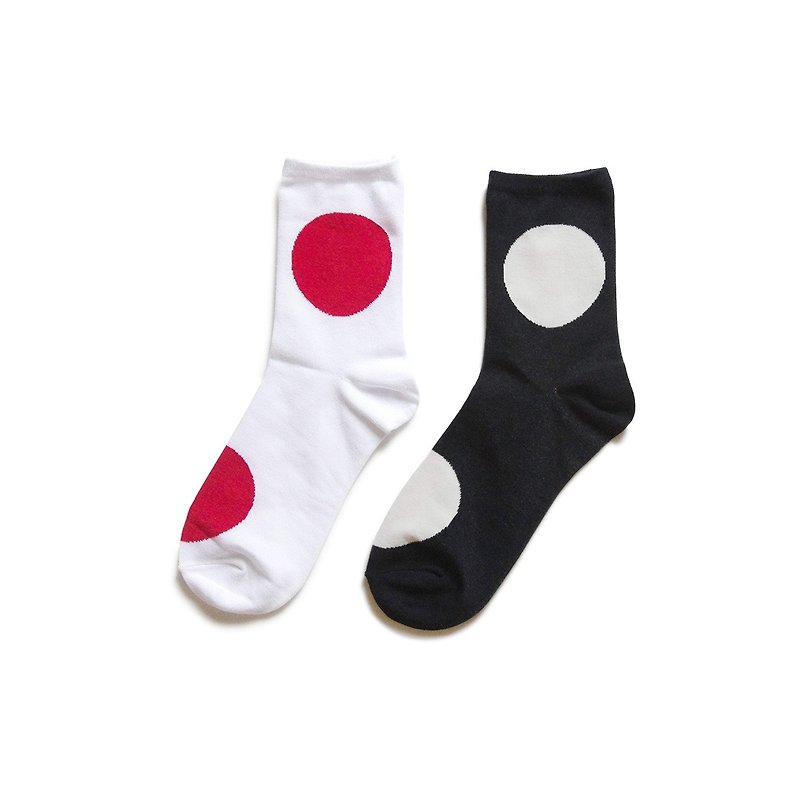 波波黑白襪 ,兩雙一組 - imakokoni - 襪子 - 棉．麻 白色