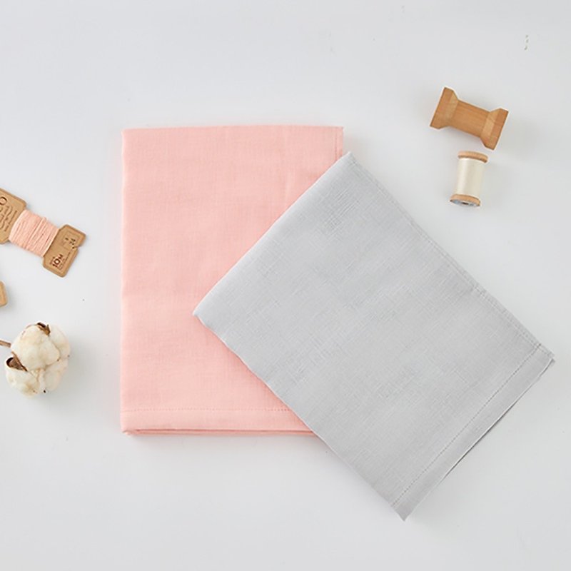 MARURU Japan-made baby muslin bath towel - Peach Pink/ Silver Gray L - Towels - Other Materials Pink