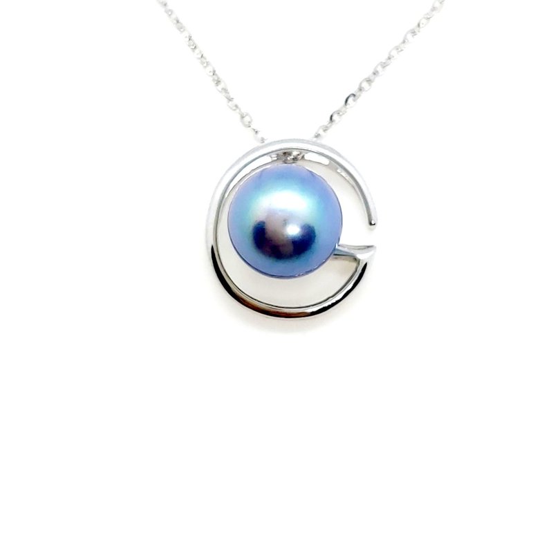 Colorful Blu-ray G-Taiwan Seawater Really Linen Pearl Sterling Silver Necklace - Necklaces - Pearl 