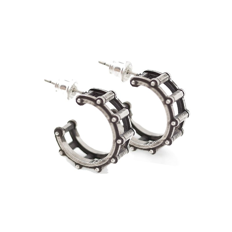 Drum earrings 925 sterling silver - Earrings & Clip-ons - Other Metals Silver