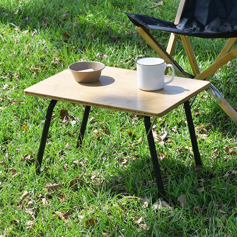 Japan LALPHA lightweight and portable bamboo folding table (with storage bag) - ชุดเดินป่า - ไม้ไผ่ สีกากี