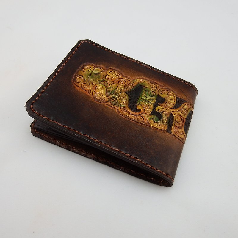 Hand made leather short clip cologne - Wallets - Genuine Leather Brown