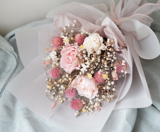 Delicately Pink- Dried Flower Bouquet – Enchanted Rose Florist