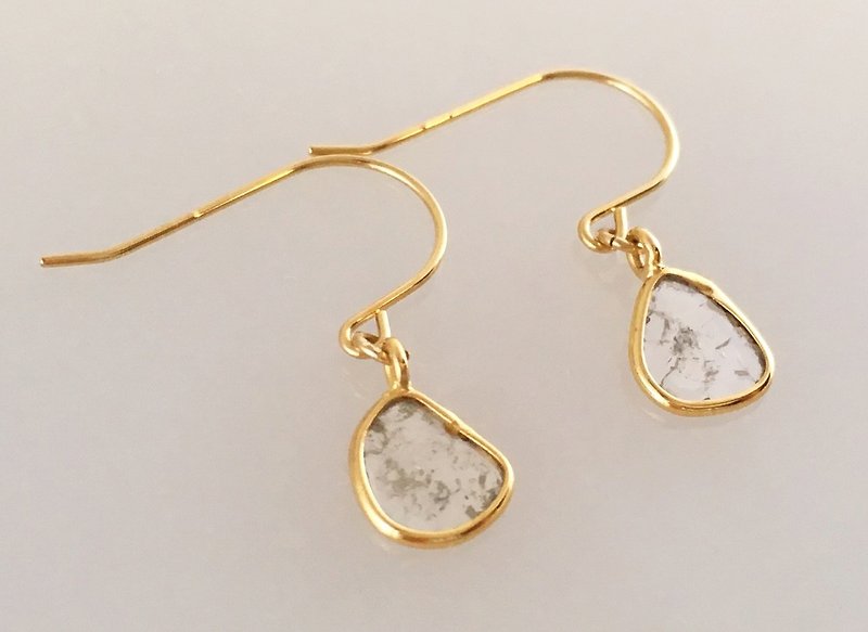 Natural diamond K18 earrings - ต่างหู - เครื่องเพชรพลอย สีทอง