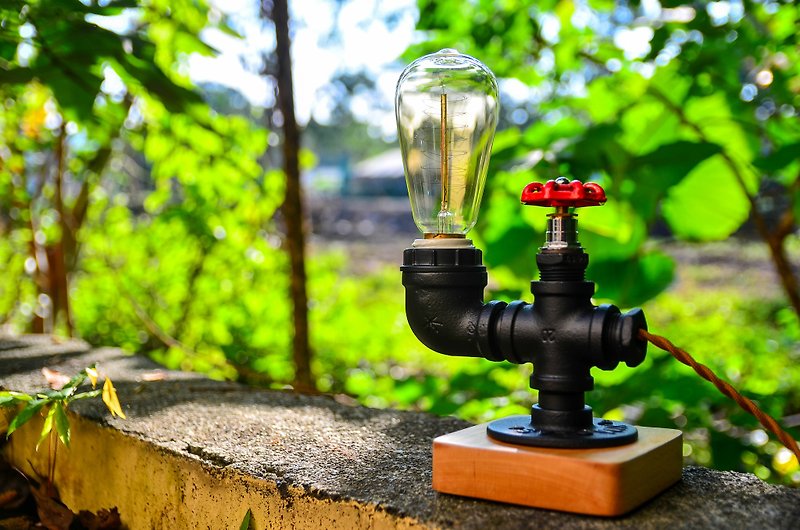 （タッチスイッチ、エジソン電球を含む）NO.16ウッド＆アイアン - 照明・ランプ - 木製 ブラウン