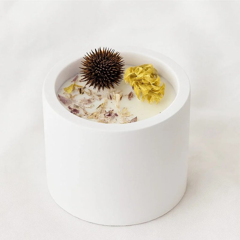 Lavender Haze 廣藿香薰衣草大豆手工陶罐香氛蠟燭 250g - 香氛蠟燭/燭台 - 黏土 白色