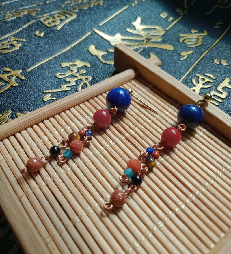 Anonymous mountains and rivers. earrings. Duobao ethnic style earrings. folk-custom. metal braid - Earrings & Clip-ons - Gemstone Multicolor