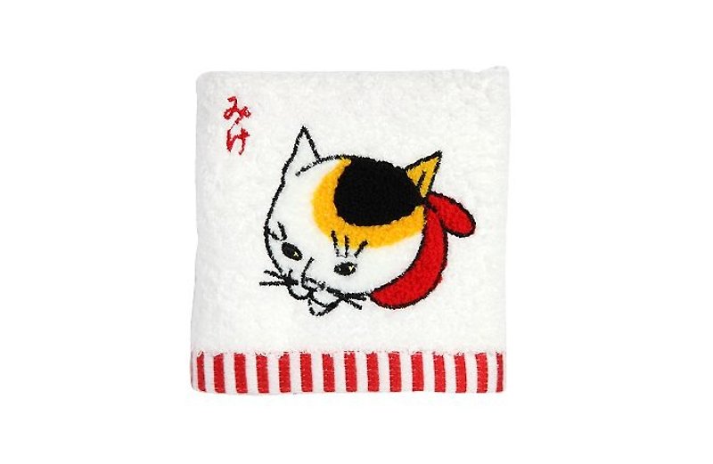[Jingdong all KYO-TO-TO] cat feeding good fifty-three Cloth シ an have DANGER _ Nihonbashi (mi-ke) embroidered towel - ผ้าขนหนู - ผ้าฝ้าย/ผ้าลินิน สีแดง