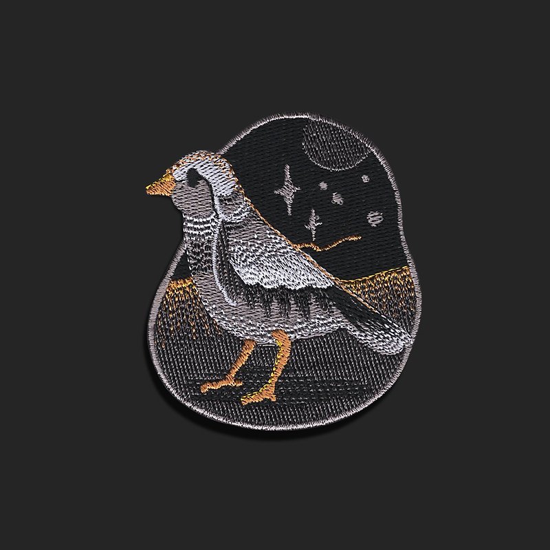 「鳥」パッチデザイン - タトゥーシール - 刺しゅう糸 グレー