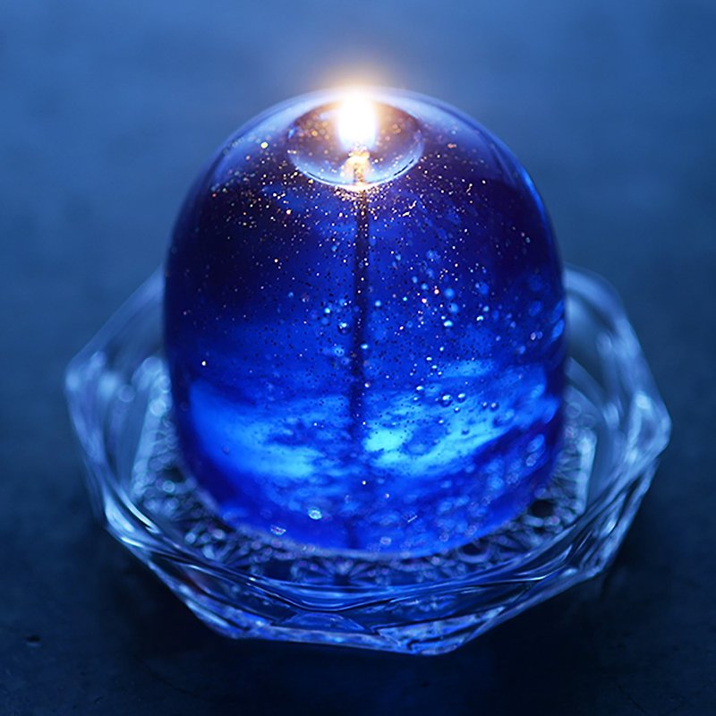 蠟 香氛蠟燭/燭台 藍色 - 流星キャンドル  ソーサー付き