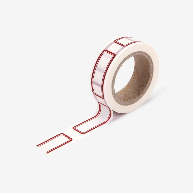 Dailylike single roll of paper tape -107 red label, E2D03893 - Washi Tape - Paper White