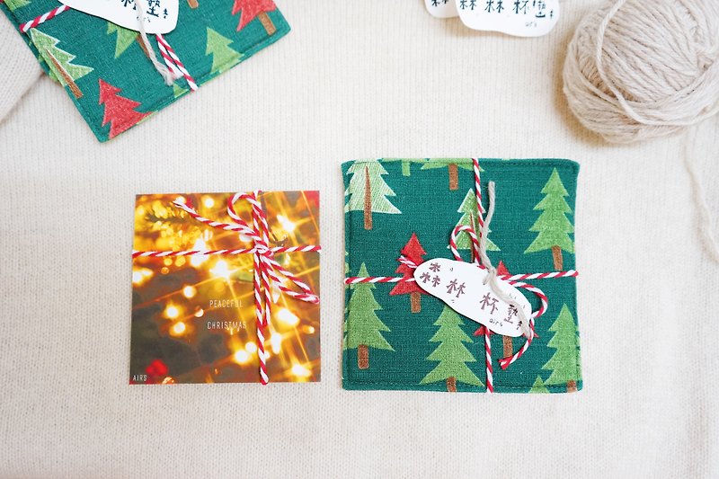 點亮聖誕組合(含一張小卡及一個杯墊) - 卡片/明信片 - 紙 綠色