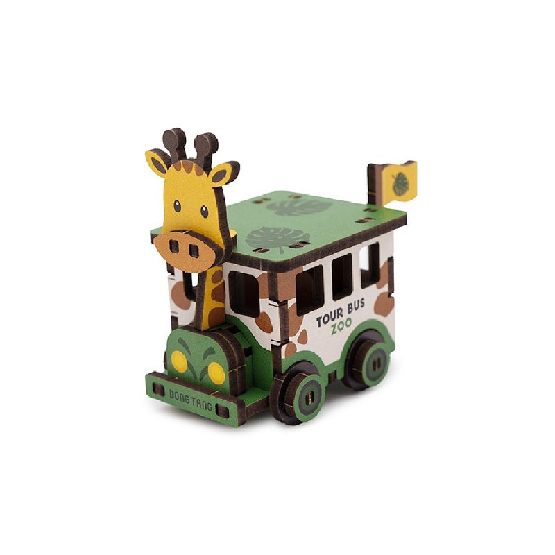 【DIY 手作】迷你拼拼車-長頸鹿遊園車 交通運輸  禮物 科學教具 - 木工/竹藝/紙雕 - 木頭 綠色