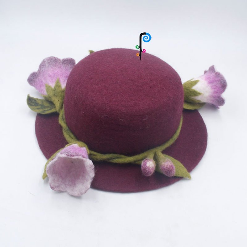 Wool felt flowers british top hat diy finished products forest wind vine ladies - Hats & Caps - Wool Purple