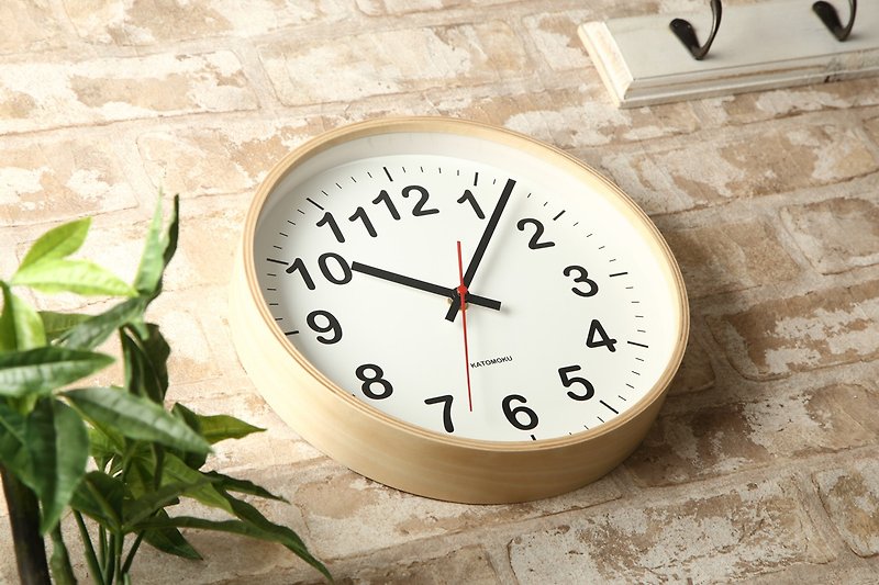 KATOMOKU plywood clock 2 自然色 (km-42N) 掛鐘 日本製造 - 時鐘/鬧鐘 - 木頭 卡其色