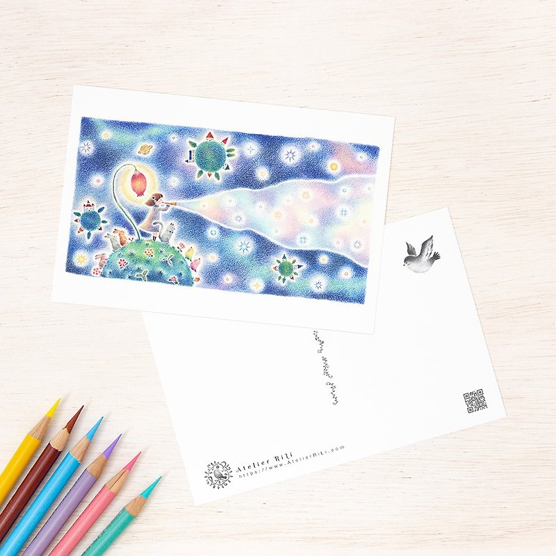 Set of 5 pieces. Like a picture book. Postcard "Tone that creates stars" PC-172 - Cards & Postcards - Paper Blue