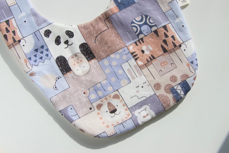 Square animal baby bib pocket - Bibs - Cotton & Hemp Blue