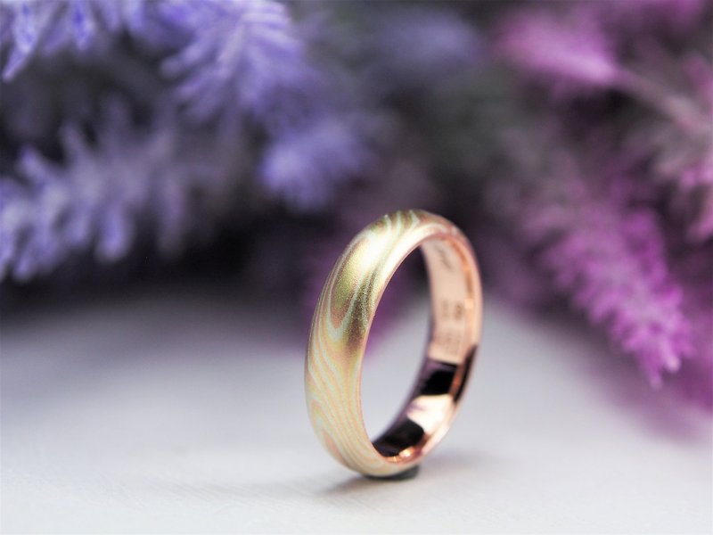 Mokume Gane Wedding Ring Wood Grain Gold Customized (K Gold Material) Mokume Gane ─ Wood Grain (Single) - Couples' Rings - Precious Metals Multicolor